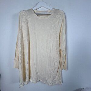 J. Jill Womens Cream Embroidered Floral Long Sleeve Tunic Top 2X Cotton Blend